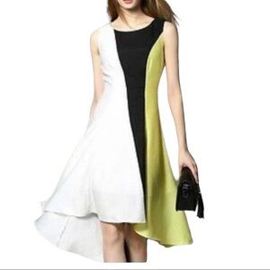 NWT Color Block High-Low Dress in White, Yellow & Black Size …